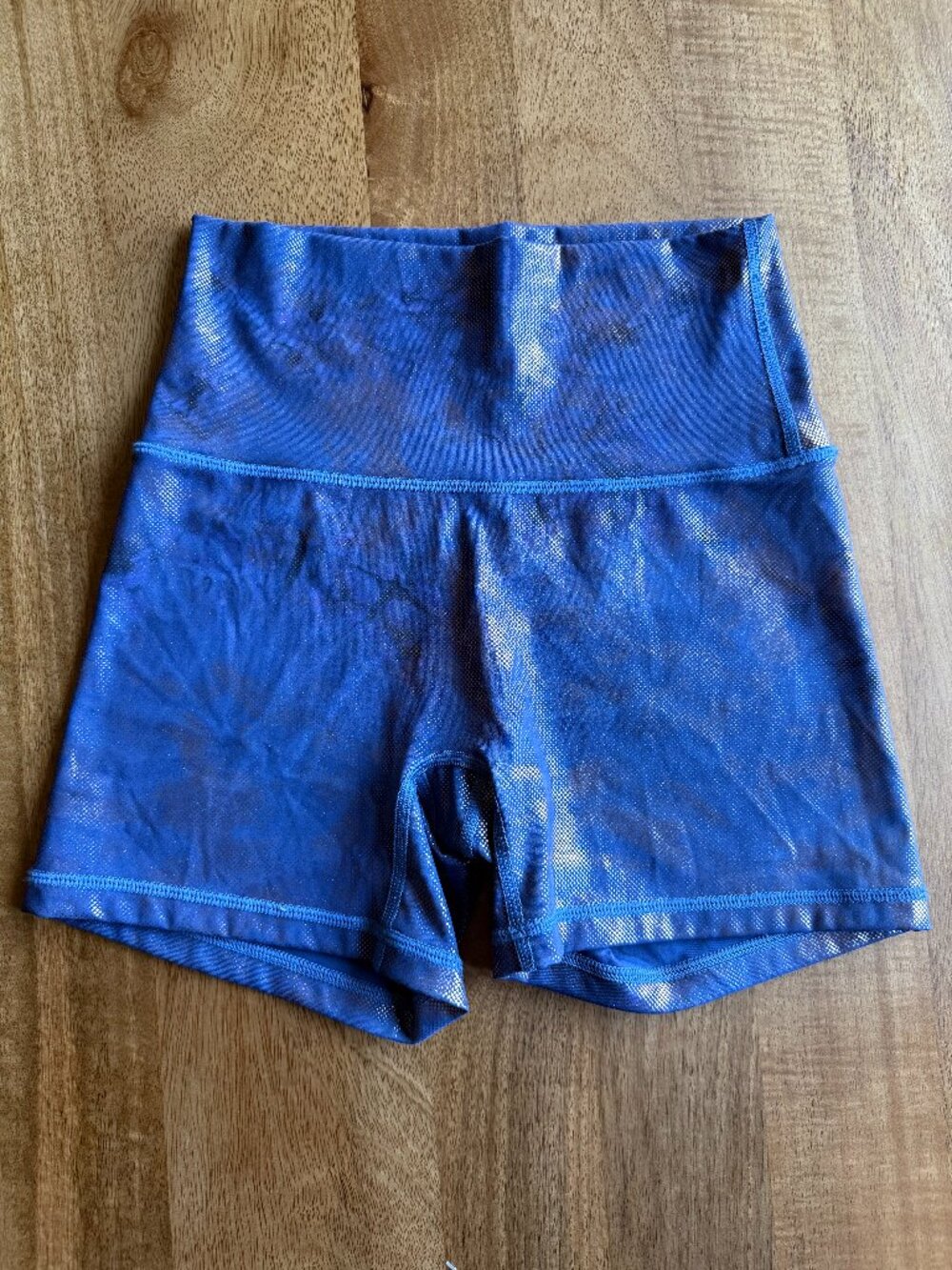 Aerie OFFLINE Goals Shortie Blue Metallic Tie-Dye Biker Shorts. | Size: S